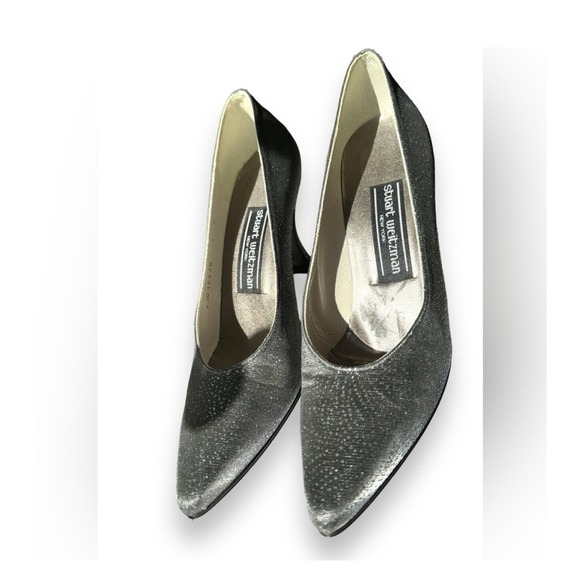 Stuart Weitzman Silver Gray Sparkle Heels Size 7B Excellent Condition - Picture 7 of 16